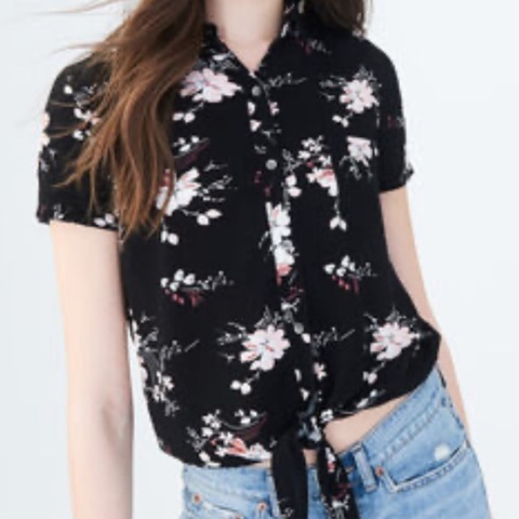 Aeropostale Tie-front Floral Top - Picture 1 of 6